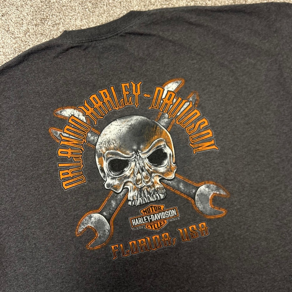 Harley Davidson Orlando Florida Tshirt Skull Men Size 3XL 2014 Double Sided